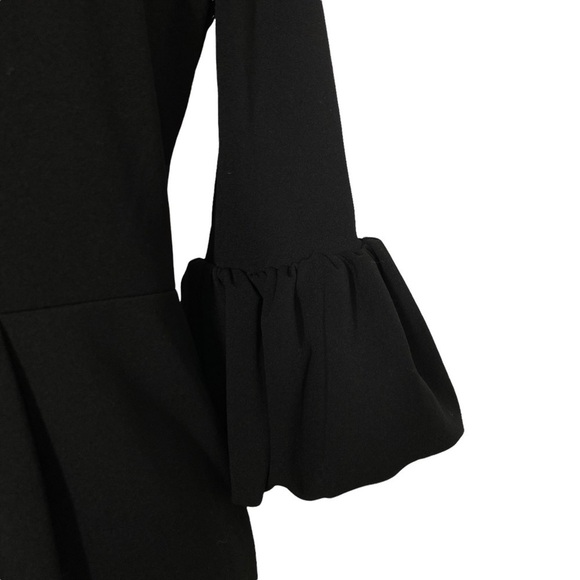 BETSY & ADAM Black Melanie Bell Sleeve Sheath Dress 4 Chic Cocktail Semi-Formal - Picture 5 of 7